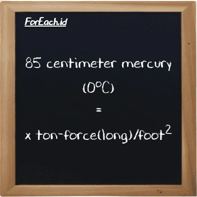 Example centimeter mercury (0<sup>o</sup>C) to ton-force(long)/foot<sup>2</sup> conversion (85 cmHg to LT f/ft<sup>2</sup>)